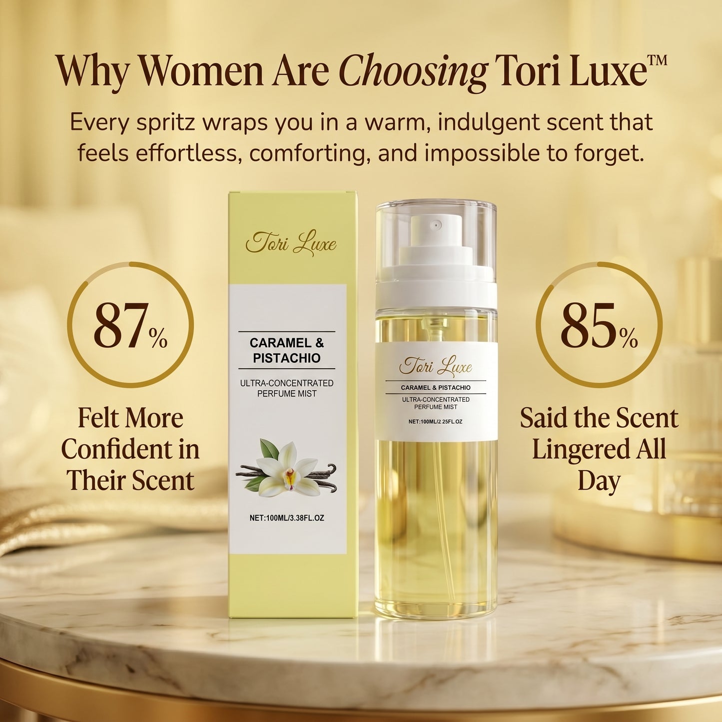Warm, sweet and irresistible. Soft addictive scent that lingers.